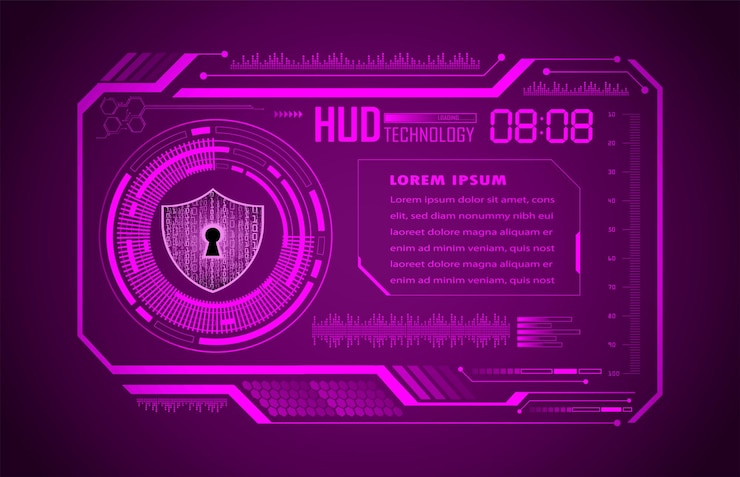 Vector hud closed padlock on digital background cyber security