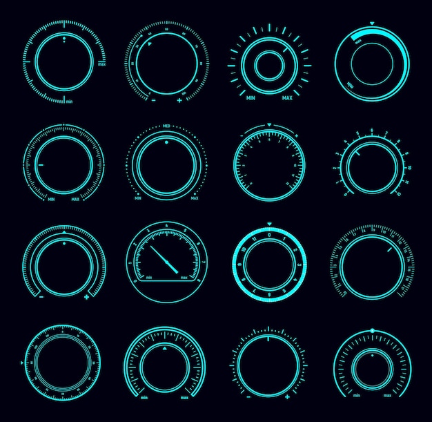 Interruttore a manopola tonda del volume dell'interfaccia quadrante hud