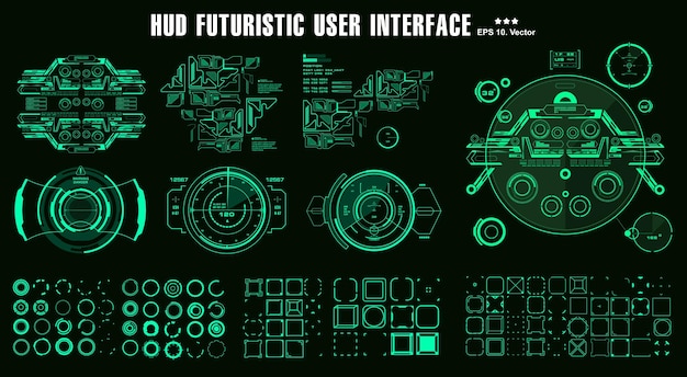 Elementi hud pacchetto mega set dashboard display schermo della tecnologia di realtà virtuale interfaccia utente futuristica