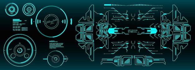 Мега набор элементов HUD Приборная панель зеленый дисплей экран технологии виртуальной реальности