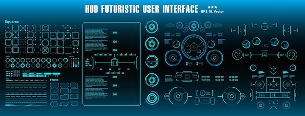 Мега набор элементов hud приборная панель зеленый дисплей экран технологии виртуальной реальности