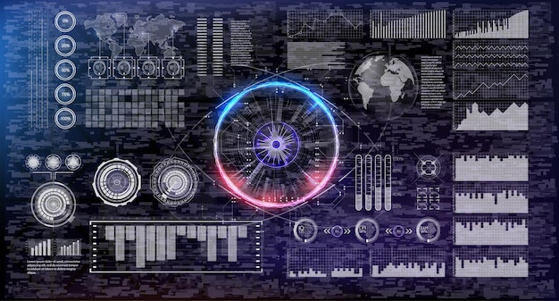 Hud elementsgraphВекторная иллюстрацияЭлементы отображения шапки для Интернета