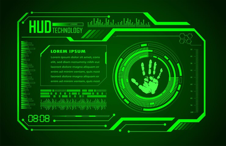 Vector hud finger print network cyber security background