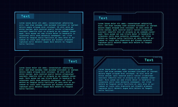 Hudフレームの未来的なゲームターゲットは、テキストのscifi空のバナーに隣接します