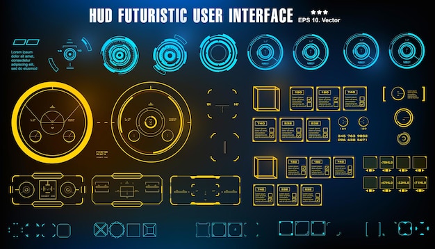HUD футуристический синий пользовательский интерфейс дисплей приборной панели технология виртуальной реальности цель экрана