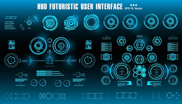 HUD футуристический синий пользовательский интерфейс дисплей приборной панели технология виртуальной реальности цель экрана