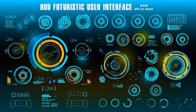 HUD футуристический синий пользовательский интерфейс дисплей приборной панели технология виртуальной реальности цель экрана