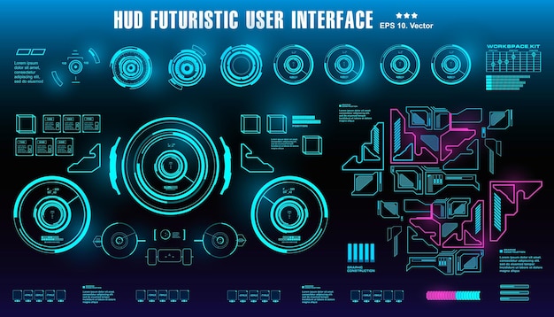 HUD futuristic blue user interface dashboard display virtual reality technology screen target