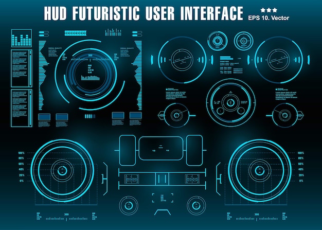 hud futuristic blue user interface dashboard display virtual reality technology screen target