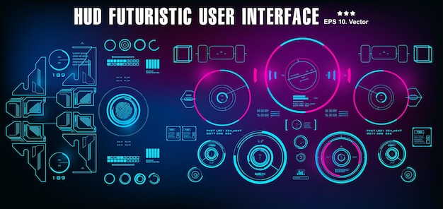 Hud futuristic blue user interface dashboard display virtual reality technology screen