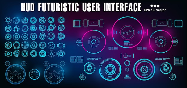 Hud футуристический синий пользовательский интерфейс дисплей приборной панели экран технологии виртуальной реальности