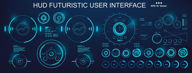 HUD futuristic blue user interface dashboard display virtual reality technology screen