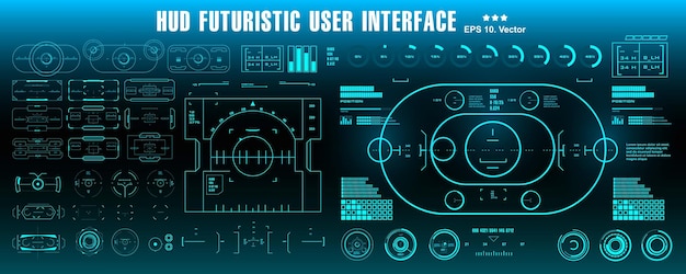 Hud футуристический синий пользовательский интерфейс дисплей приборной панели экран технологии виртуальной реальности