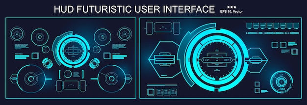 Hud футуристический синий пользовательский интерфейс целевой дисплей приборной панели экран технологии виртуальной реальности