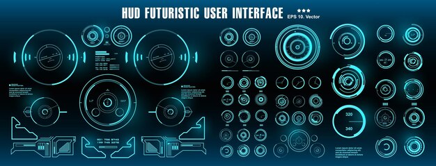 HUD 미래형 파란색 사용자 인터페이스 대상 대시보드 디스플레이 가상 현실 기술 화면