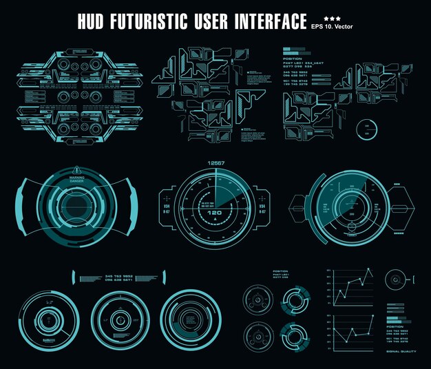 hud futuristic blue user interface target dashboard display virtual reality technology screen