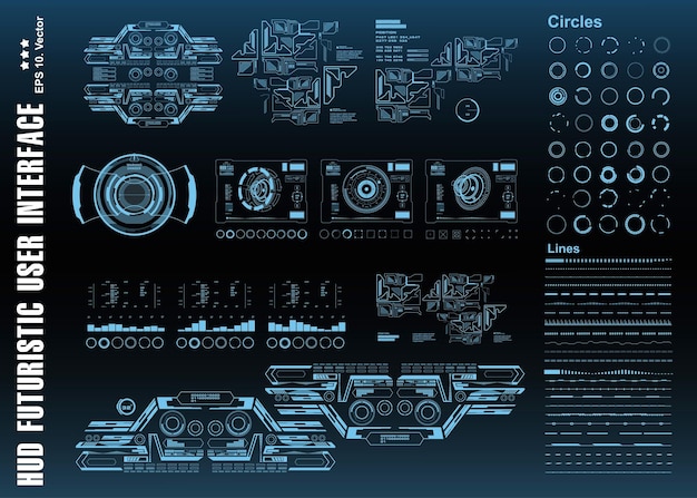 HUD futuristic blue user interface target Dashboard display virtual reality technology screen