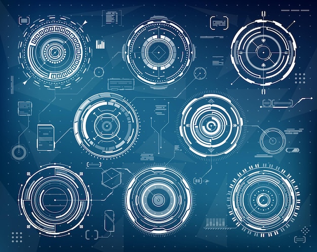 Hud futuristic circular interface vector panels