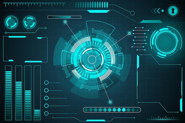 暗い背景に分離されたhudの未来的な要素。ハイテクユーザーインターフェイス。