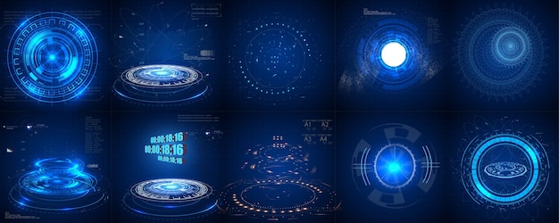 フューチュリスティック・エレメント (HUD) サイクル・アブストラクト デジタル・テクノロジー UI フューチュリスト・HUD バーチャル・インターフェース エレメント