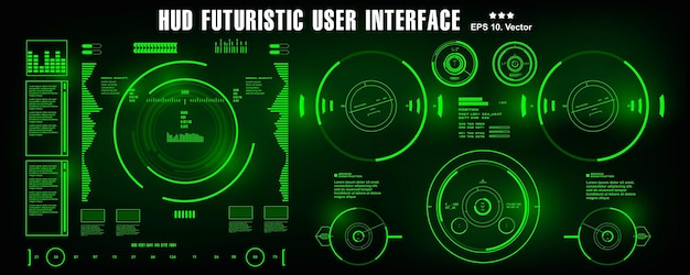 HUD футуристический зеленый пользовательский интерфейс приборная панель дисплей технология виртуальной реальности цель экрана