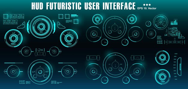 Il cruscotto dell'interfaccia utente verde futuristico hud visualizza lo schermo della tecnologia di realtà virtuale