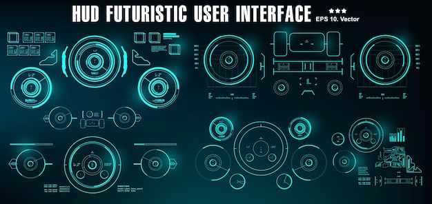 HUD futuristic green user interface dashboard display virtual reality technology screen