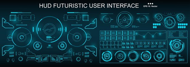 HUD футуристический зеленый пользовательский интерфейс дисплей приборной панели экран технологии виртуальной реальности