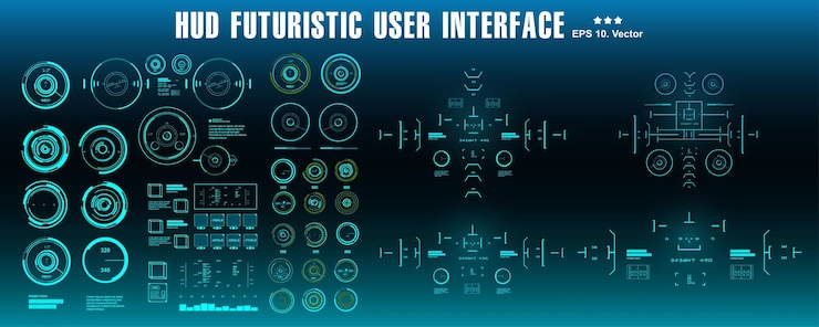 Vector hud futuristic green user interface scifi futuristic hud dashboard display virtual reality technology screen