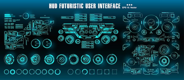 Vector hud futuristic green user interface target dashboard display virtual reality technology screen