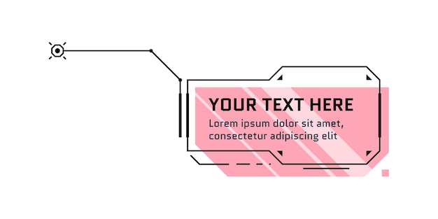 Hudの未来的なスタイルのコールアウトタイトル。インフォグラフィックコールアウトボックスバーと最新のデジタル情報フレームレイアウトテンプレート。インターフェースuiおよびguiピンクのテキストボックス要素。ベクトルの等方図