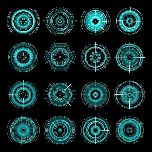 HUD futuristic target aims sci fi interface icons