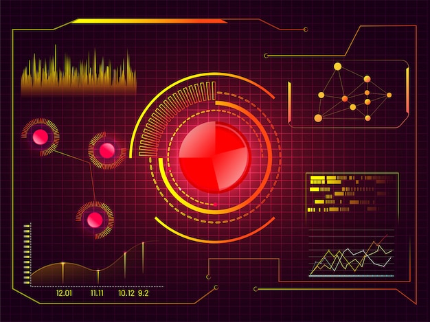 Hud футуристический пользовательский интерфейс фон с различными элементами инфографики.