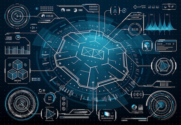 HUD の未来的なユーザー インターフェイスのビジネス インフォ グラフィック