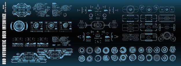 Hud futuristica interfaccia utente touch grafico virtuale target dashboard display schermo della tecnologia di realtà virtuale