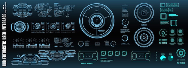 Hud futuristica interfaccia utente touch grafico virtuale target dashboard display schermo della tecnologia di realtà virtuale