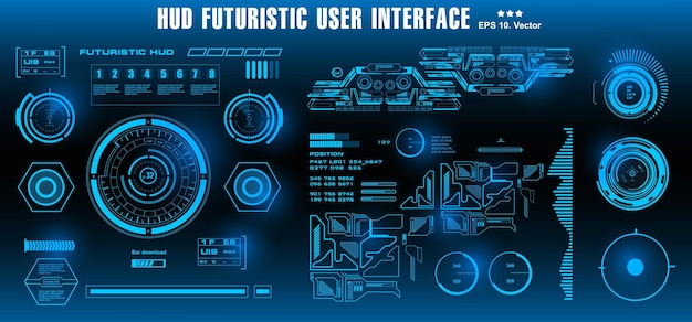 Hud futuristisch blauw gebruikersinterfacedoel dashboardweergave virtual reality-technologiescherm