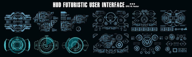 Hud futuristisch blauw gebruikersinterfacedoel dashboardweergave virtual reality-technologiescherm