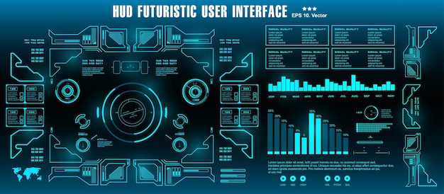 Hud futuristisch groen gebruikersinterfacedoel dashboardweergave virtual reality-technologiescherm