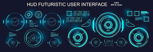 Hud futuristische blauwe gebruikersinterface dashboard weergave virtual reality technologie scherm