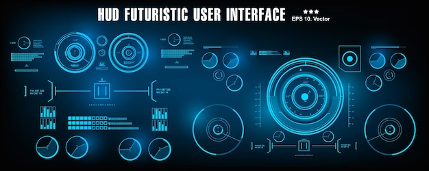 Hud futuristische blauwe gebruikersinterface dashboard weergave virtual reality technologie scherm