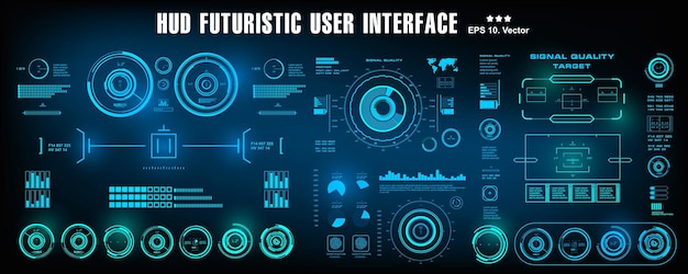 Hud futuristische blauwe gebruikersinterface dashboard weergave virtual reality technologie scherm