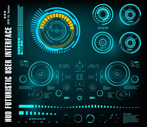 HUD futuristische blauwe gebruikersinterface dashboard weergave virtual reality technologie scherm