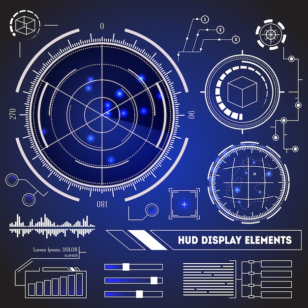 Hud futuristische technologie display-elementenset.