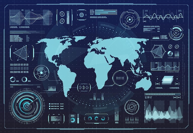 HUD hologram interface digital earth infographic