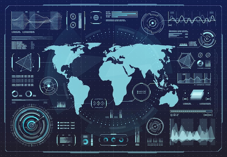 Vector hud hologram interface digital earth infographic