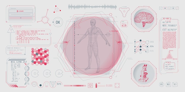 Vettore progettazione dell'interfaccia hud per la decodifica dei big data