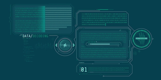 Vettore progettazione dell'interfaccia hud per la decodifica dei segnali satellitari