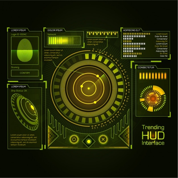 Vector hud interface in green tones
