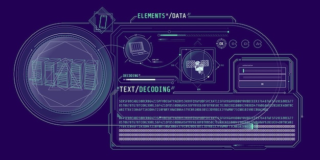 Vector hud interface for processing server data with text decoding